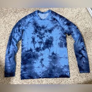 Lululemon Men's Metal Vent Tech Long Sleeve Shirt 2.0 Marble Dye Blue Nile